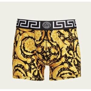 NWT Versace Barocco Greca Underwear Trunk Boxer Briefs Black Gold Size IT 3/ S